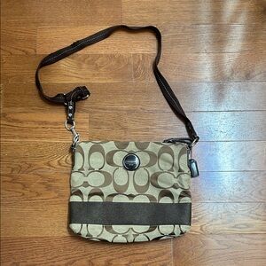 Coach Olive and Brown Signature Crossbody Bag